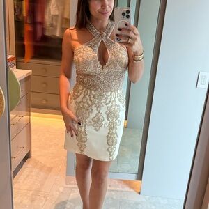 Jovani Cream and Gold Women's Dress